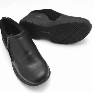 Lands End Black Leather Suede Shoes Zip Thermolite Comfort Shoe Size 6.5